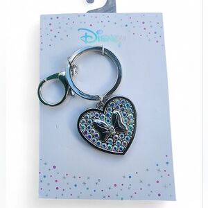 Disney Silver Heart Keychain with Rhinestone Accents